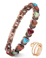 Feraco Heart Bloom bracelet with turquoise detail for everyday elegance.