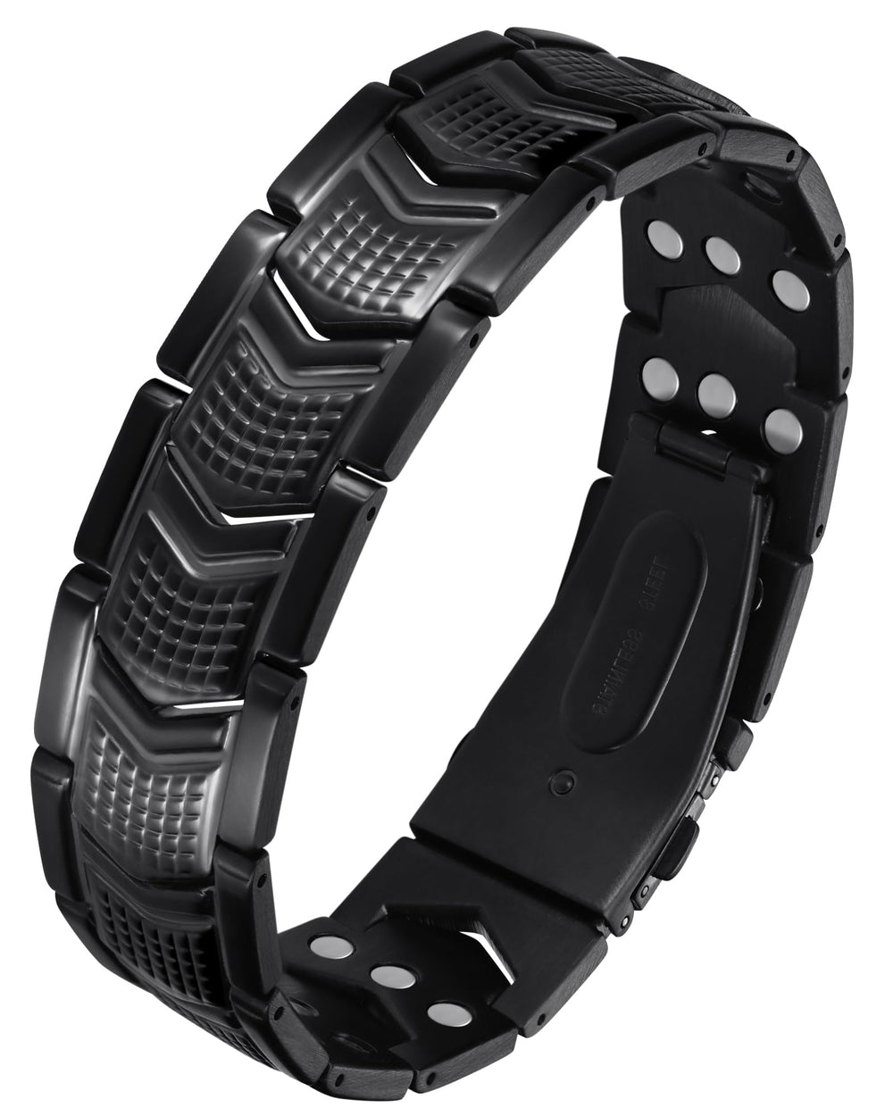 Feraco bracelet close-up showing premium titanium steel finish for daily wear comfort.
