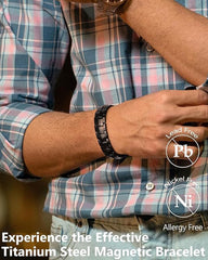 Feraco magnetic bracelet double-row closeup reveals two rows of magnets for balanced wear.