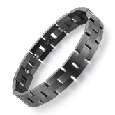 Feraco magnetic bracelet for men in black, front view showing a sleek titanium finish for daily wear.