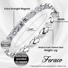 Feraco silver magnetic bracelet worn on the wrist for versatile daily wear.
