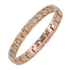 Feraco women magnetic bracelet rose gold front view, lightweight titanium steel.