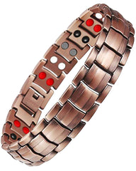 Feraco men's copper bracelet with four-element stones close-up of magnetic design and style