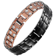 Feraco men's copper magnetic bracelet close-up with solid copper finish