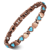 Feraco Ocean Heart bracelet front view with copper design and turquoise accents for everyday elegance.