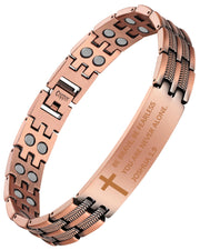 Pulsera Feraco Cruz de Cobre para hombre, estilo clásico y cómodo.