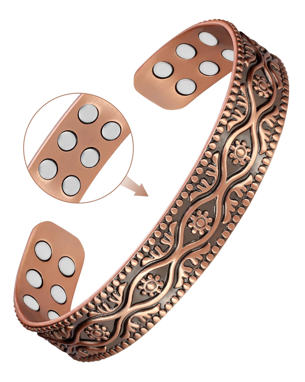 Feraco pure copper bracelet with magnets for daily wear and style