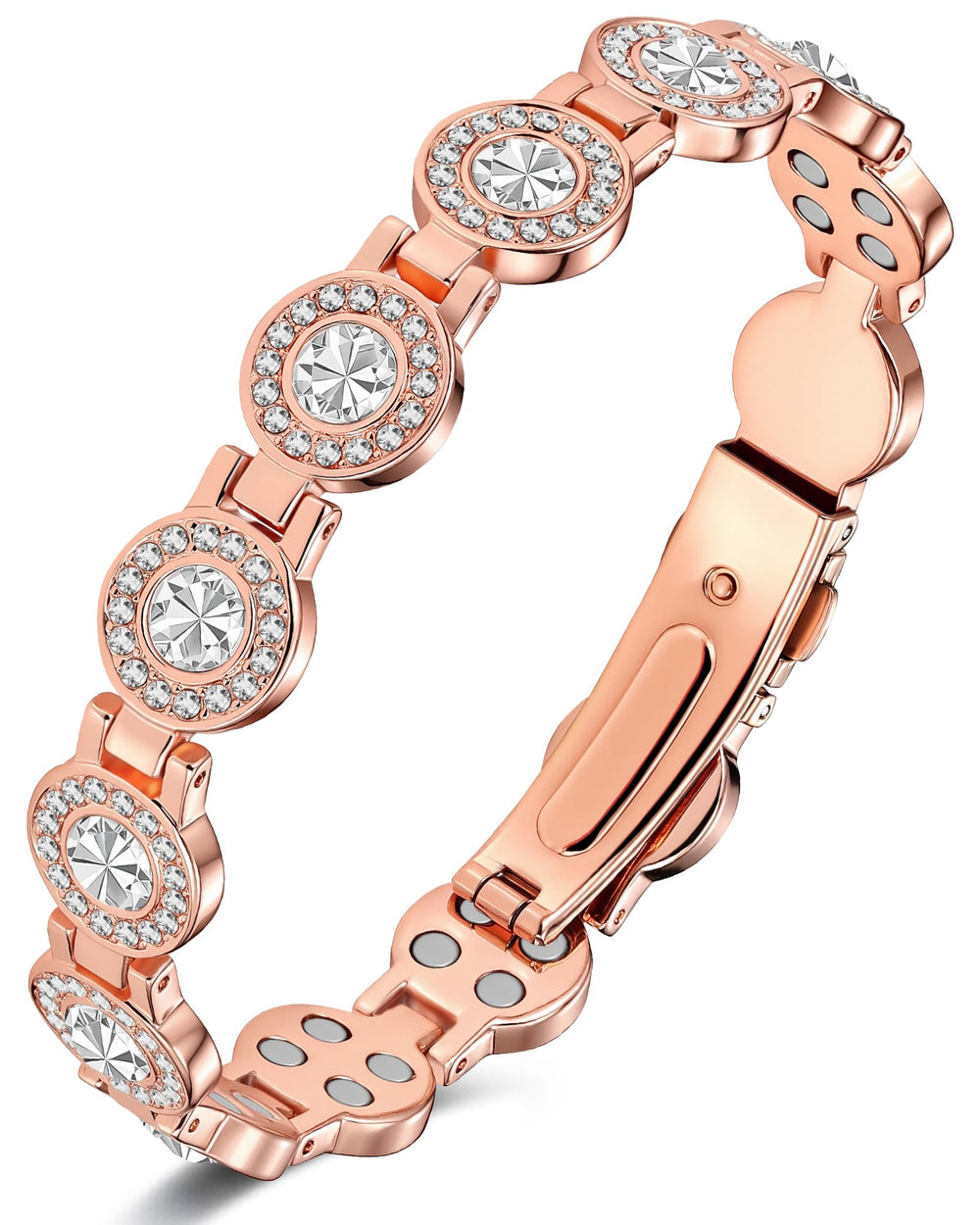 Feraco pure copper bracelet for women with Austrian crystals, ideal for everyday elegance.