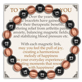 Feraco Pure Copper Magnetic Bead Bracelet 8mm on wrist for everyday style.