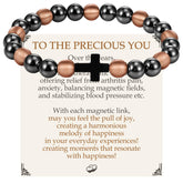 Feraco pure copper magnetic bracelet cross closeup highlighting craftsmanship and materials
