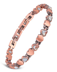 Feraco pure copper magnetic bracelet with turquoise close-up, highlighting craftsmanship.