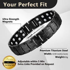 Feraco titanium steel bracelet closeup shows durable hypoallergenic finish.