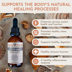 Feral Fungi Lion's Mane tincture label shows full-spectrum extract and farm roots