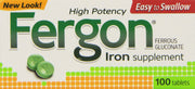 Fergon iron supplement tablets in a 3-pack bottle for daily iron support