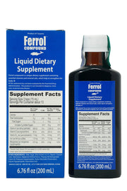 Ferrol iron supplement bottle on kitchen counter for daily nutrition