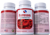 Ferrosom liposomal iron capsules close-up highlighting premium formula for energy support.