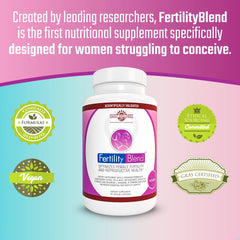 Fertility Blend capsules close-up illustrating easy daily intake.