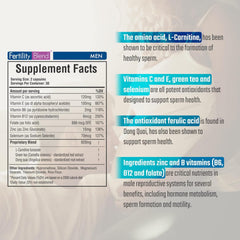 Fertility Blend capsules closeup highlighting herbal vitamins for preconception health.