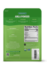 FGO amla powder USDA Organic label highlights non-GMO, certified organic ingredients.