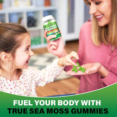 FIDERNIC Sea Moss Gummies green apple flavor appealing to both adults and kids.