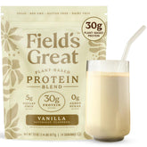 Field's Great vanilla pea protein powder jar supports easy daily protein.