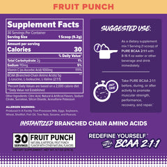 FINAFLEX Pure BCAA 2:1:1 bottle side highlights convenient recovery during training