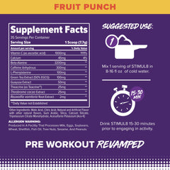 FINAFLEX StimUL8 fruit punch tub displaying the vitamin C rich formula.