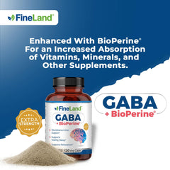 FineLand GABA + BioPerine capsule close-up for daily relaxation.