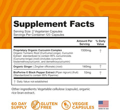 FineVine Organics capsules close-up highlighting high potency curcumin for absorption