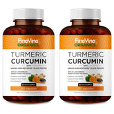 FineVine Organics Turmeric Curcumin bottle pour supports daily joint comfort