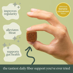 Fiome Fiber Bites serving spoon demonstrates easy daily consumption.