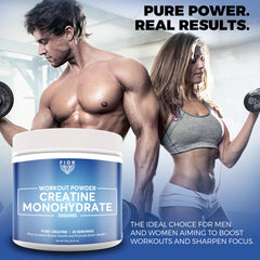 FIOR creatine monohydrate mix in shaker bottle for smooth blending