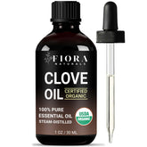 Fiora Naturals Organic Clove Oil bottle for pure aroma and DIY blends
