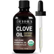 Fiora Naturals Organic Clove Oil bottle for pure aroma and DIY blends
