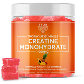 FIOR Creatine Gummy Tropical Punch bottle front for on-the-go workouts.