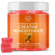 FIOR Creatine Gummy Tropical Punch bottle front for on-the-go workouts.