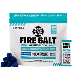 Fire Science Fire Salt Hydration Stick blue raspberry bottle boosts on-the-go hydration