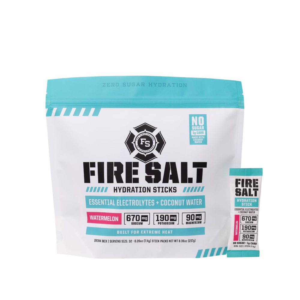 Fire Science Fire Salt Hydration Sticks single-serve packs for convenient on-the-go hydration.