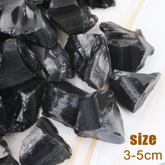 Fireboomoon black obsidian stones ideal for cabbing, tumbling, and jewelry making