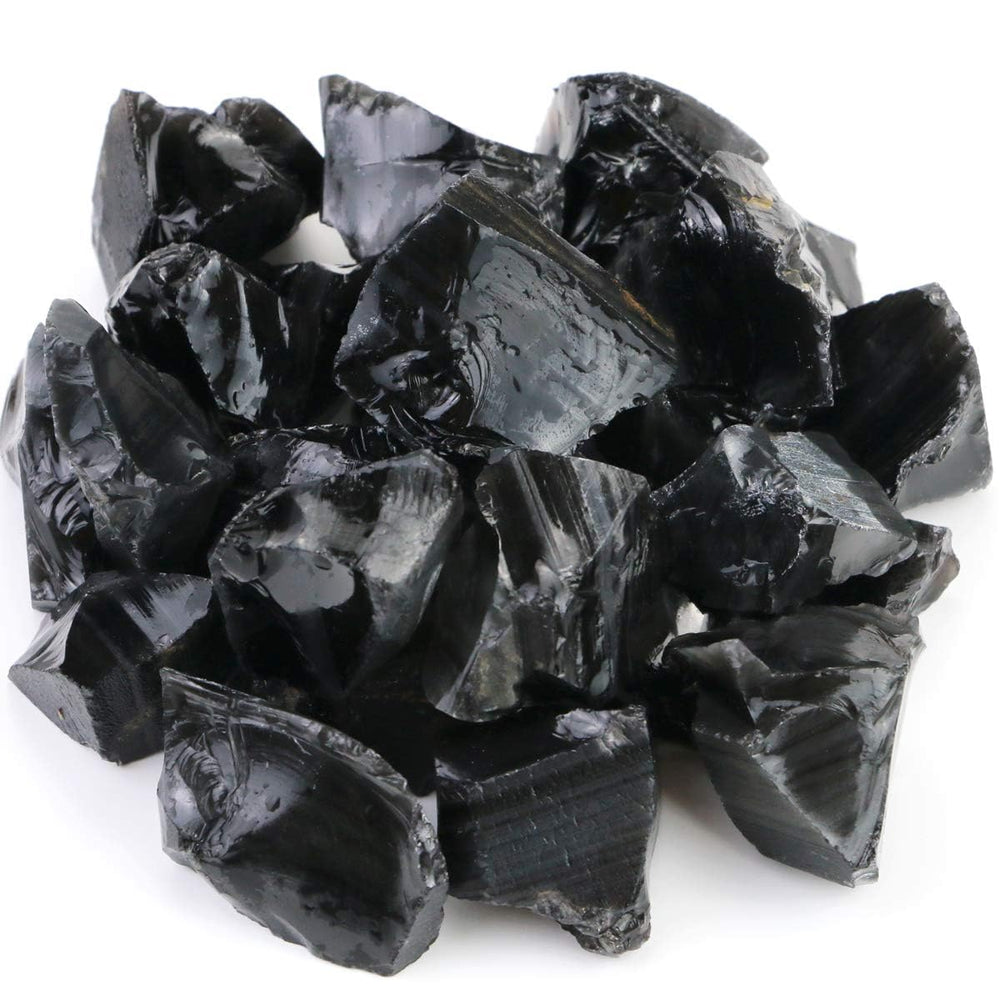 Fireboomoon rough natural black obsidian stones for cabbing and lapidary projects