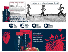 Transcend 15g glucose gel orange pouch open for quick energy during workouts.