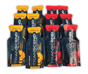 First Aid Global Transcend glucose gel orange-strawberry packaging for on-the-go energy.