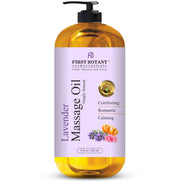 First Botany Lavender Massage Oil bottle highlighting calming aroma for couples relaxing evenings.