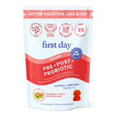FIRST DAY Women’s Good Gut Tribiotic Gummies bottle for on the go gut support