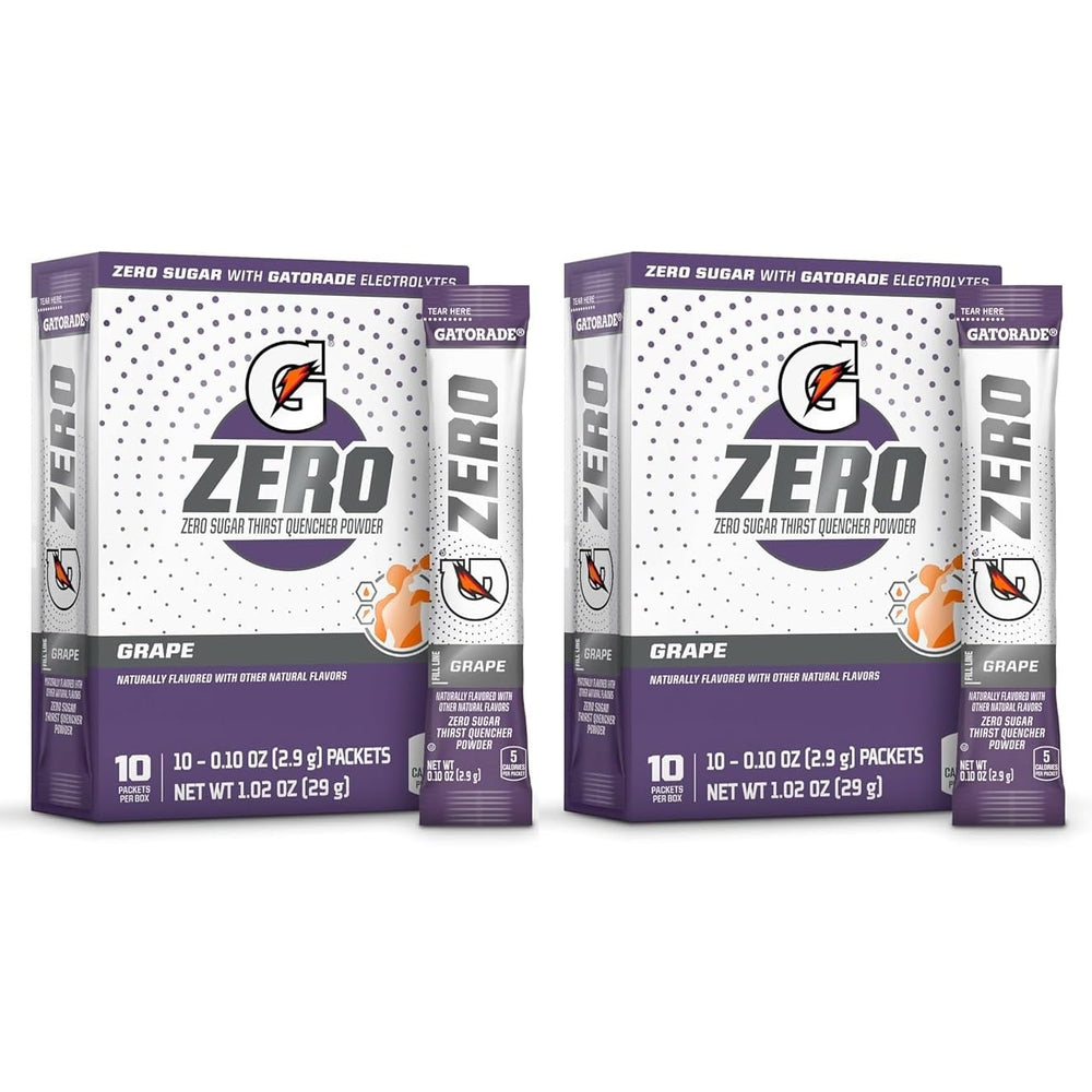 First Leaf G Zero grape packets in a box for sugar-free hydration during workouts