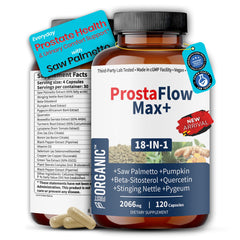 FIRSTORGANIC Men's Prostate Health bottle supports urinary comfort for daily balance.