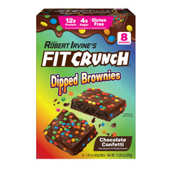 Fit Crunch Dipped Protein Brownies Confetti front view, protein-packed snack for on-the-go