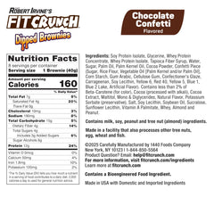 Fit Crunch Dipped Protein Brownies Confetti nutrition panel view highlights 12g protein and 4g sugar