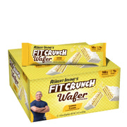 FITCRUNCH Lemon Cream wafer bar packaging shows 16g protein and indulgent flavor