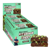 Fit Crunch Mint Madness Loaded Cookie Bar pack shot highlighting high protein on the go